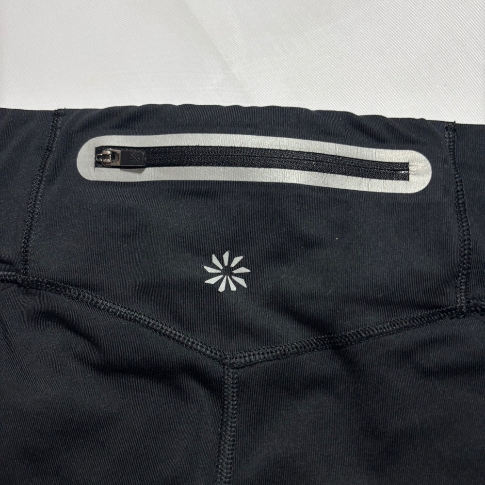 Athleta Revolve Stride Black Run Capri Workout Leggings Women M Yoga Gym Pants - Picture 4 of 9